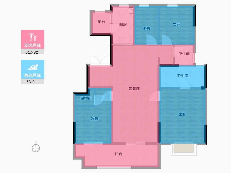 江苏省-淮安市-融侨・悦城-102.40-户型库-动静分区