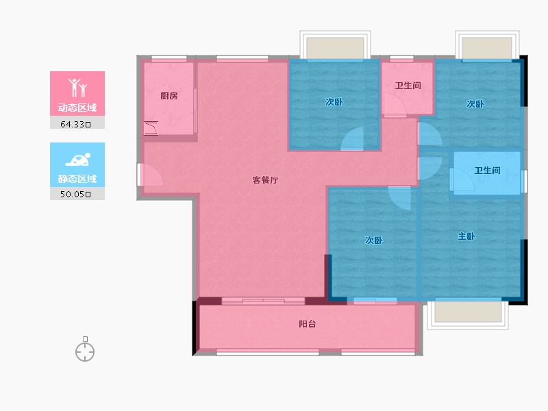 福建省-漳州市-碧桂园文澜府-104.05-户型库-动静分区