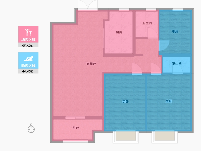 河北省-保定市-学苑新城-100.80-户型库-动静分区