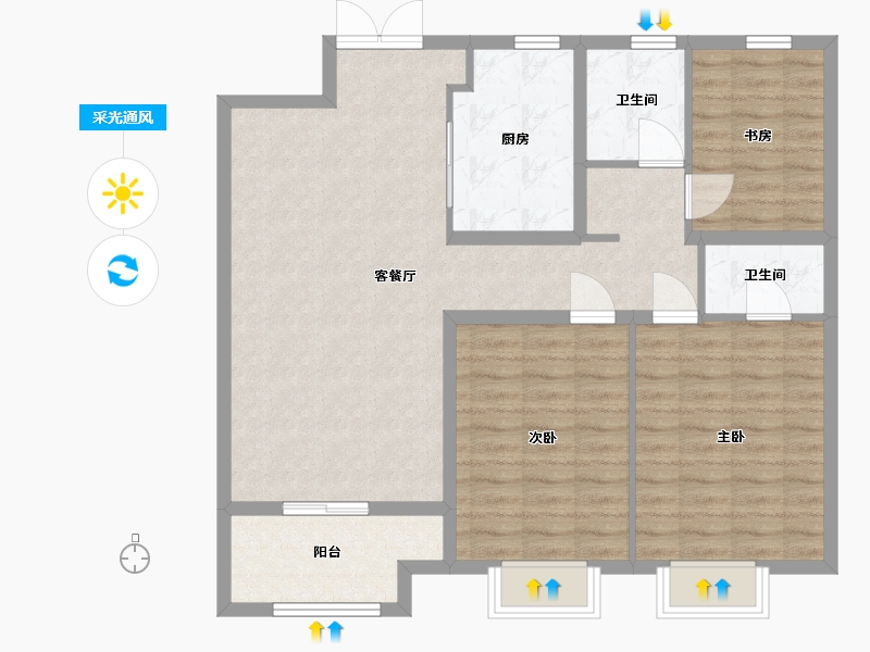 河北省-保定市-学苑新城-100.80-户型库-采光通风