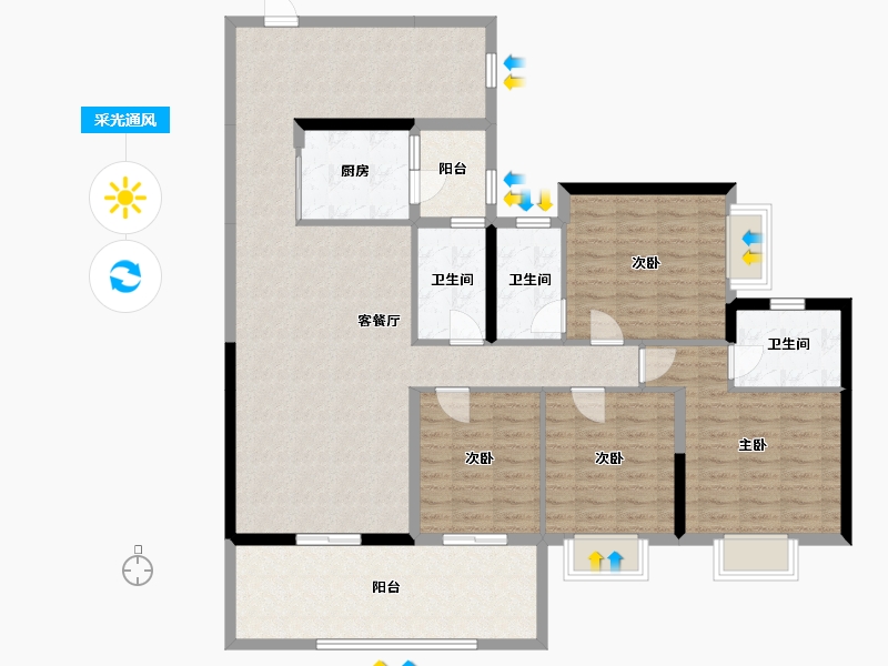 广东省-阳江市-丰泰公园里-136.01-户型库-采光通风