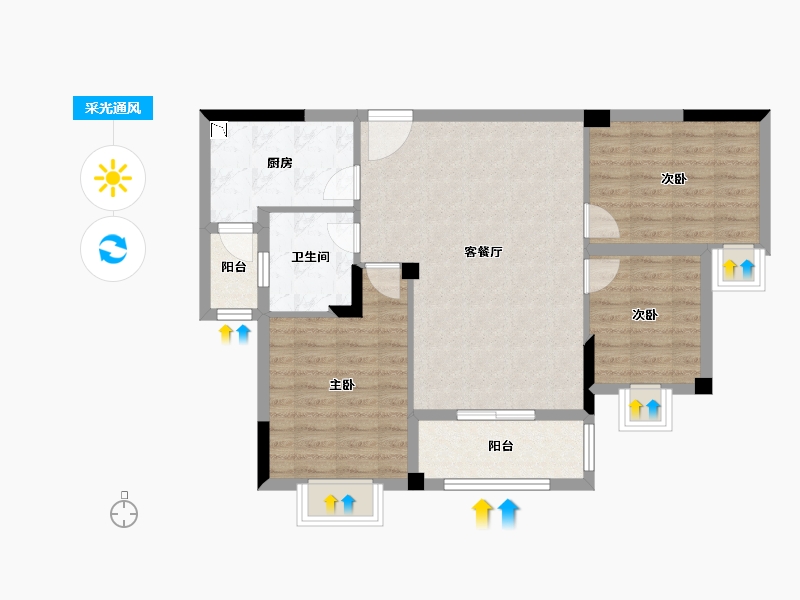 江西省-九江市-鑫邦时代广场-80.89-户型库-采光通风