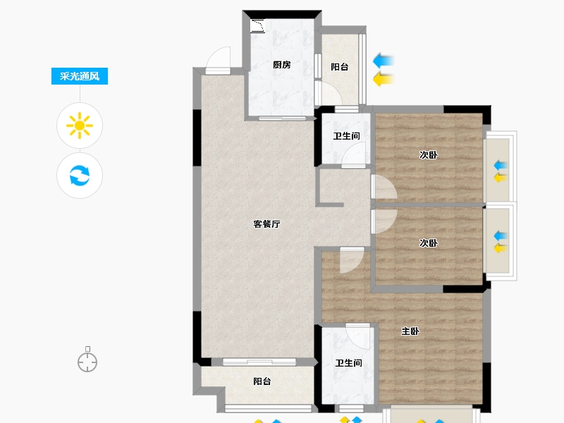 湖南省-长沙市-南山十里天池-90.37-户型库-采光通风