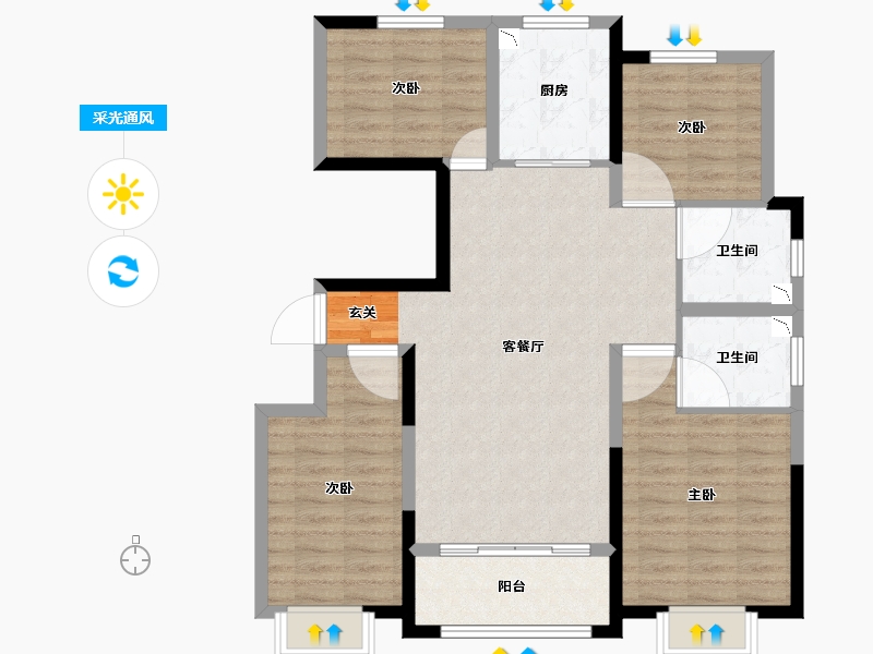 山东省-临沂市-卓新江来-95.07-户型库-采光通风