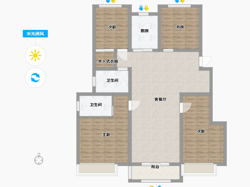 山东省-菏泽市-洪盛锦绣城-123.20-户型库-采光通风