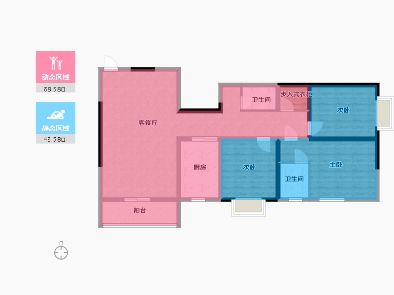 陕西省-汉中市-海德城汉莲苑-99.51-户型库-动静分区