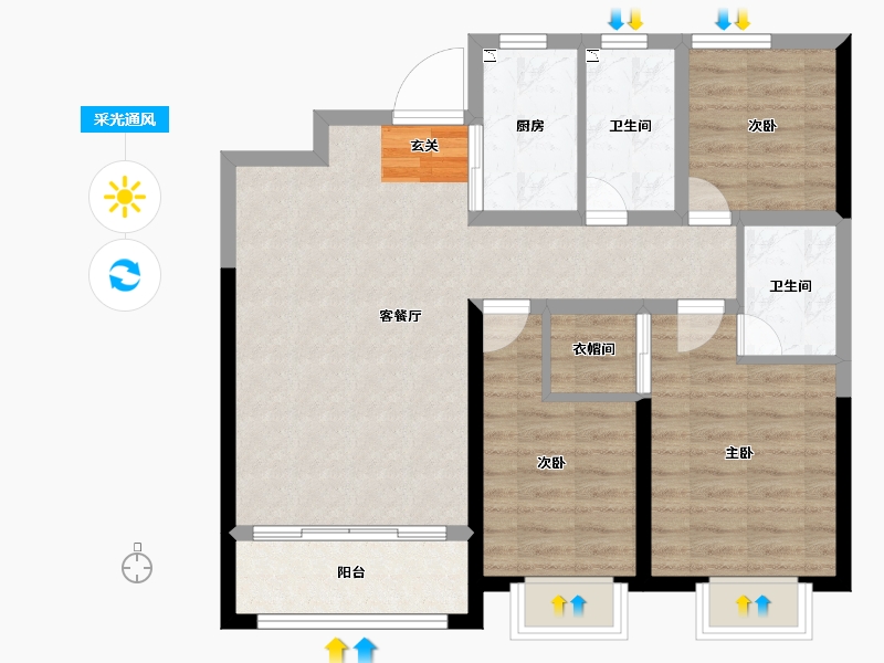 山东省-临沂市-卓新江来-82.10-户型库-采光通风