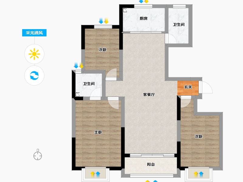 山东省-临沂市-卓新江来-85.98-户型库-采光通风