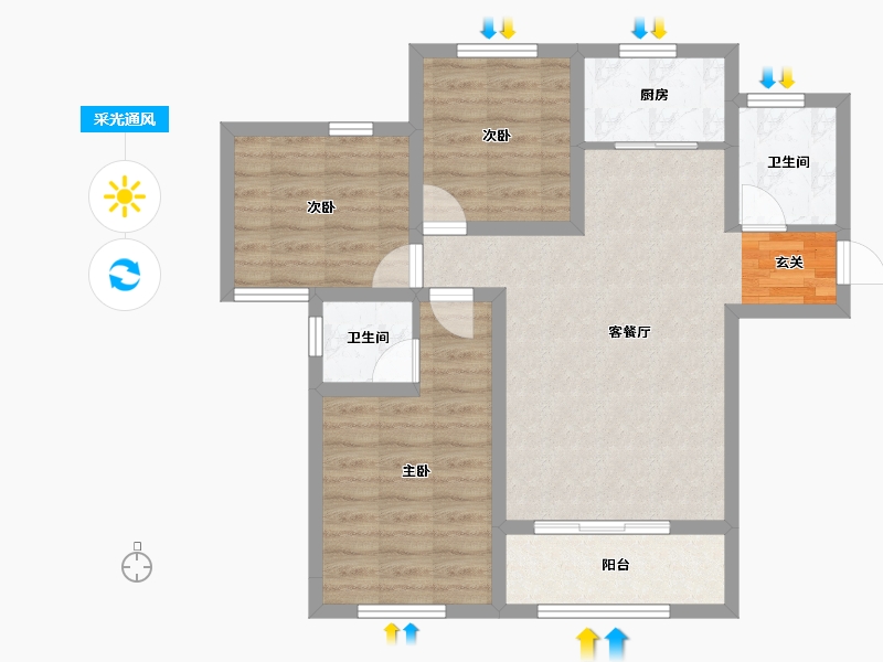 山东省-临沂市-卓新江来-75.55-户型库-采光通风