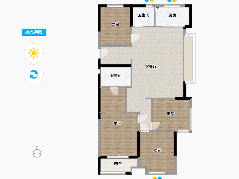 福建省-泉州市-融创晋江印-109.60-户型库-采光通风