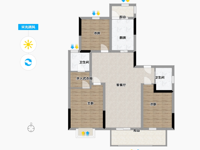 安徽省-滁州市-高速公园壹号-108.00-户型库-采光通风