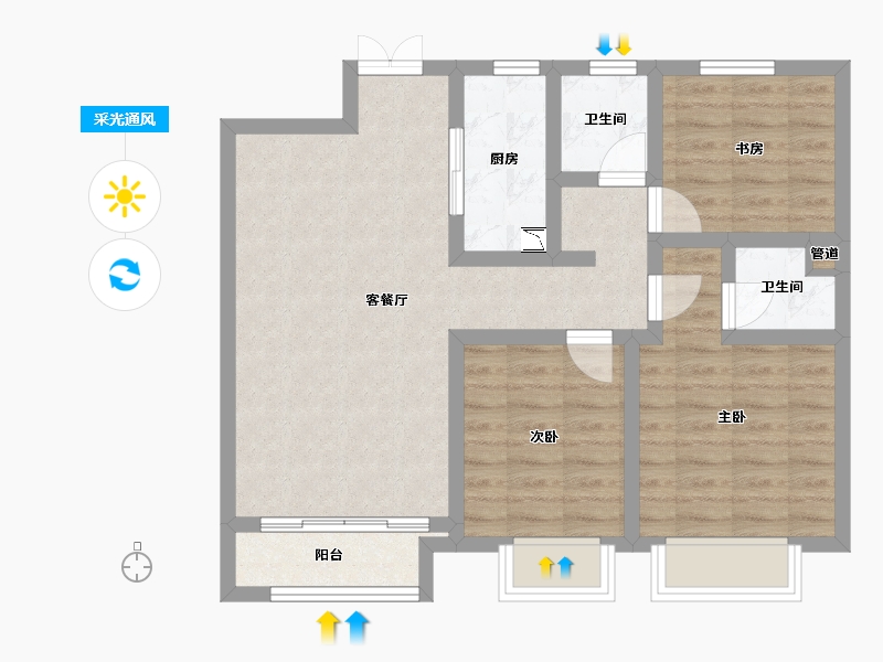 甘肃省-兰州市-国际旅游港中央首府-75.40-户型库-采光通风