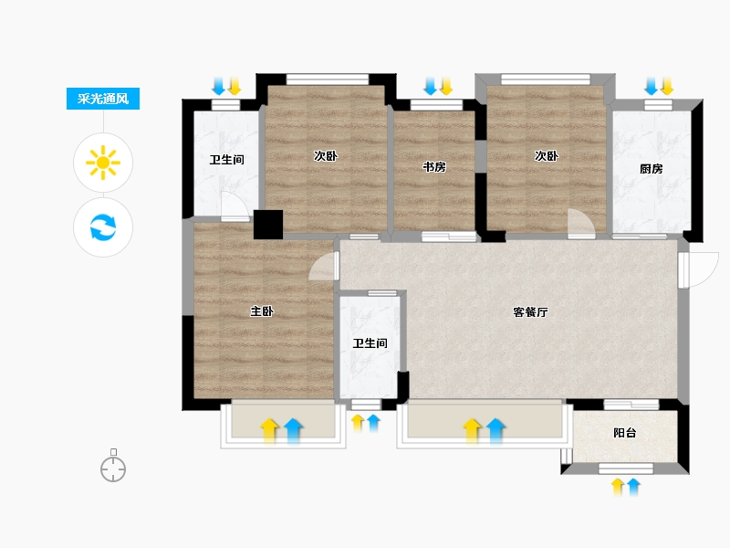 福建省-厦门市-万科金域缇香-72.00-户型库-采光通风