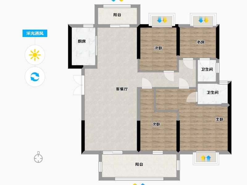 湖南省-衡阳市-阳光金城-109.93-户型库-采光通风