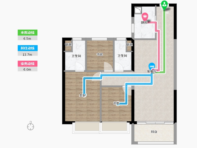 甘肃省-兰州市-碧桂园玖珑湾-82.40-户型库-动静线