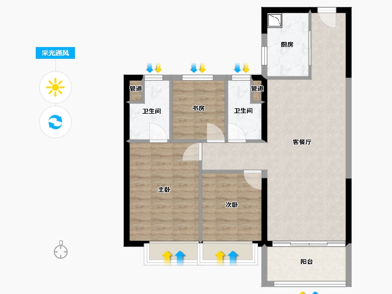 甘肃省-兰州市-碧桂园玖珑湾-82.40-户型库-采光通风