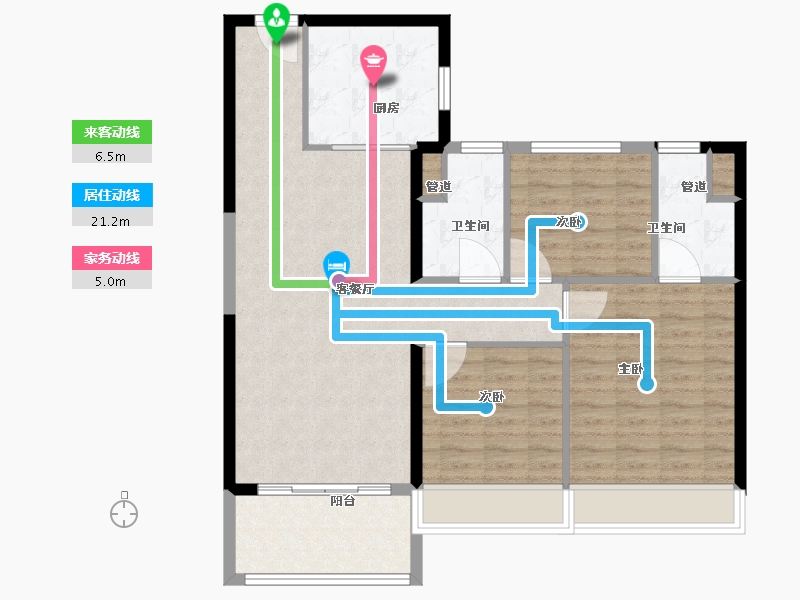 甘肃省-兰州市-碧桂园玖珑湾-93.60-户型库-动静线