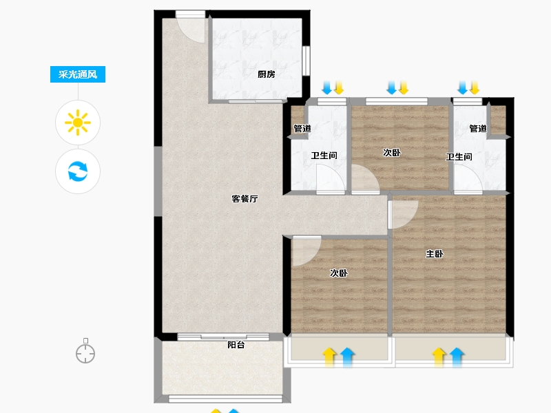 甘肃省-兰州市-碧桂园玖珑湾-93.60-户型库-采光通风