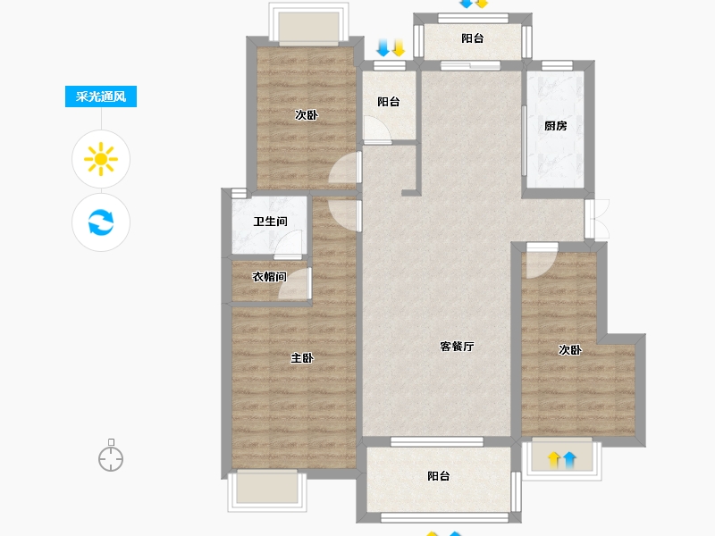 江西省-九江市-濂溪城投・宝梁花园-91.27-户型库-采光通风