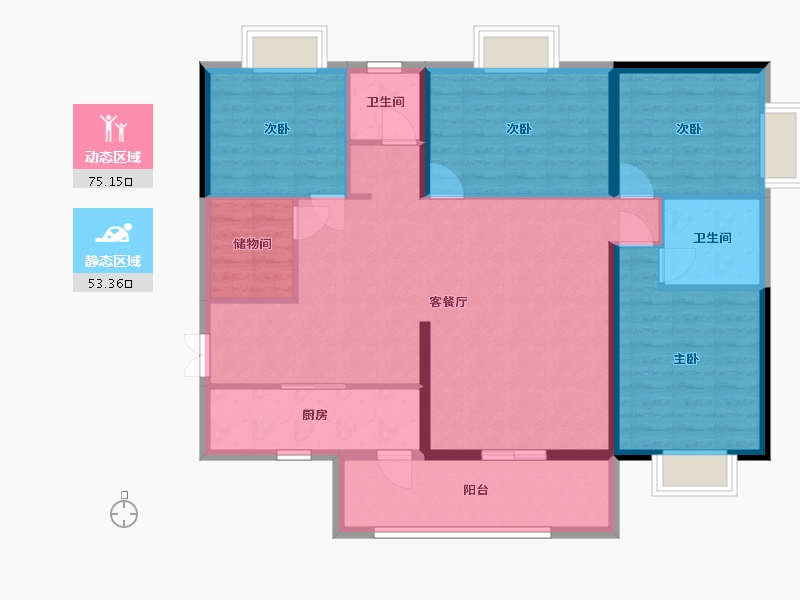 云南省-曲靖市-麒麟嘉园-116.14-户型库-动静分区