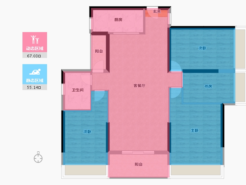 广东省-汕头市-御海天宸花园-110.81-户型库-动静分区