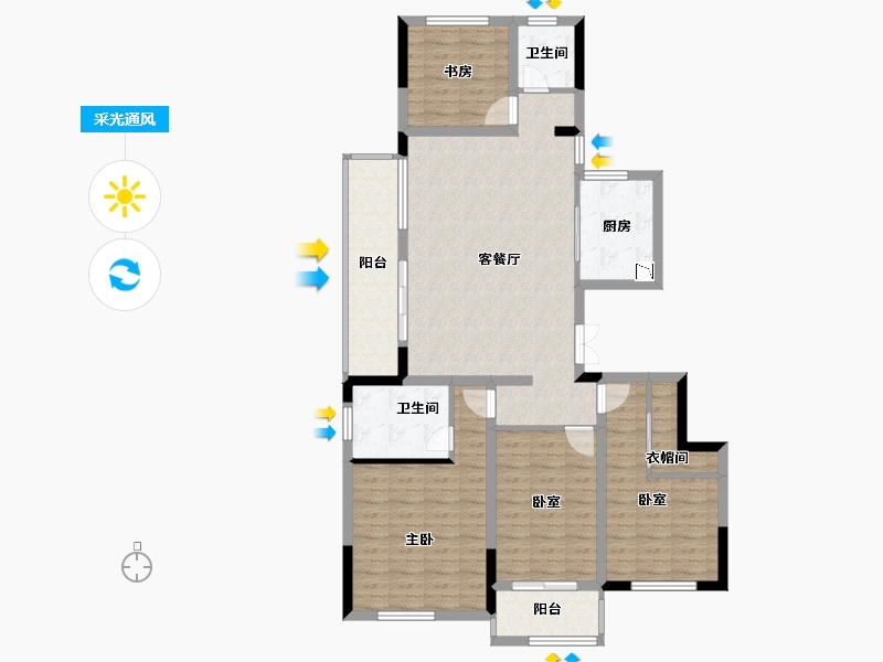 浙江省-丽水市-众安・香樟湾-112.23-户型库-采光通风