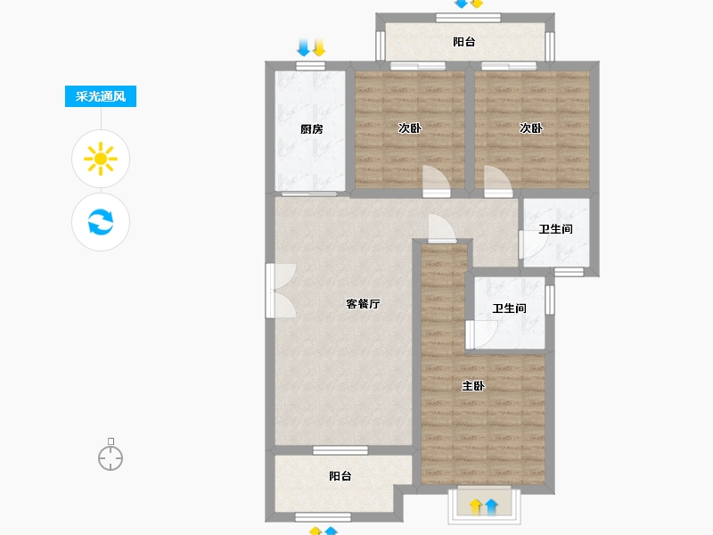 河南省-平顶山市-建业春天里-95.00-户型库-采光通风