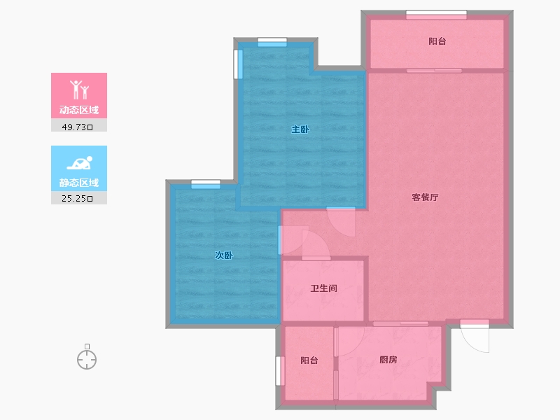 重庆-重庆市-璧山恒大绿岛新城E组团-68.11-户型库-动静分区