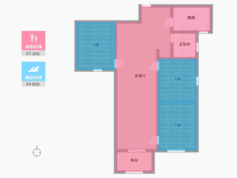 湖北省-荆州市-玫瑰湾小区-81.60-户型库-动静分区