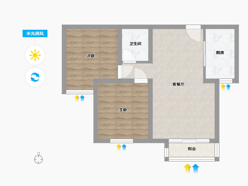 河北省-沧州市-天河尚品-55.05-户型库-采光通风