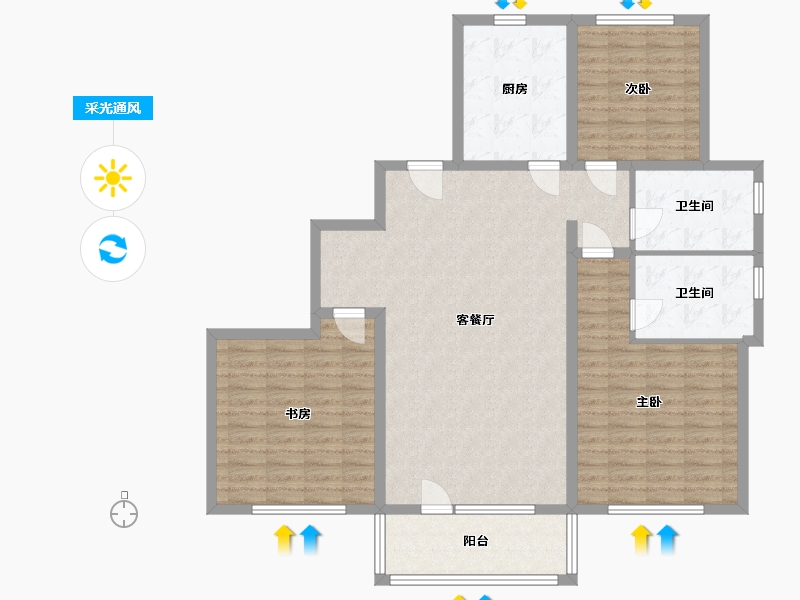 山东省-烟台市-祥隆蔷薇公馆-122.00-户型库-采光通风