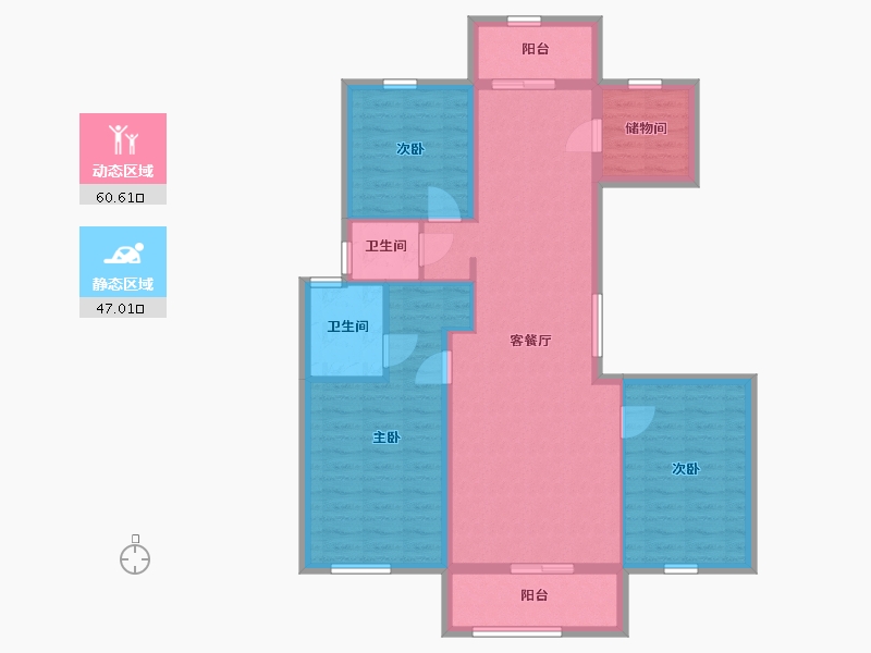 辽宁省-葫芦岛市-三和恬园-96.69-户型库-动静分区