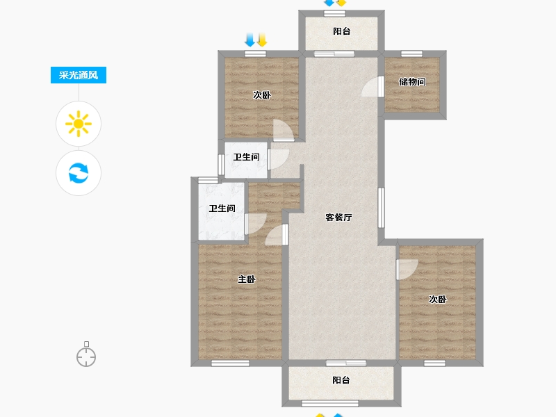 辽宁省-葫芦岛市-三和恬园-96.69-户型库-采光通风