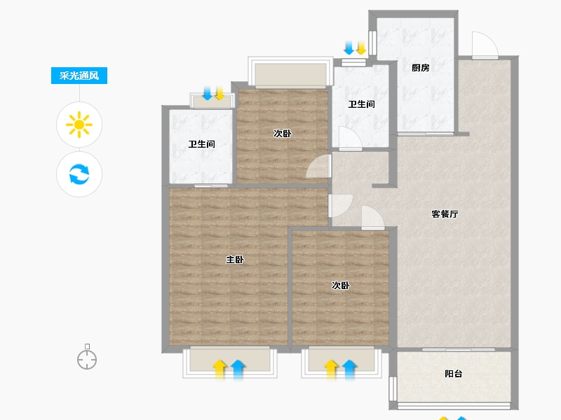 上海-上海市-万科西郊都会-67.10-户型库-采光通风