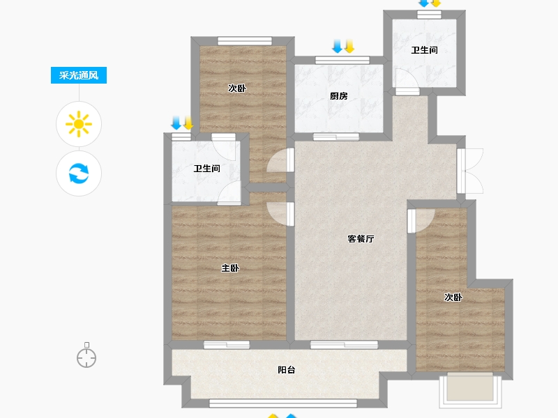 河南省-郑州市-正荣御首府-80.47-户型库-采光通风