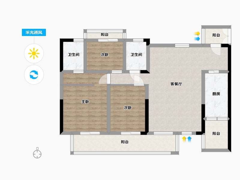 四川省-巴中市-御景湾-94.70-户型库-采光通风