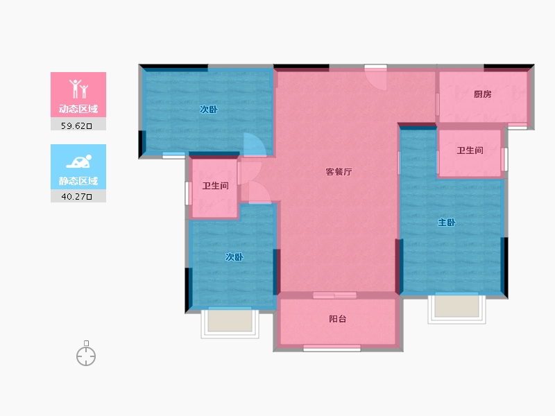 湖北省-荆州市-书香雅苑-89.85-户型库-动静分区