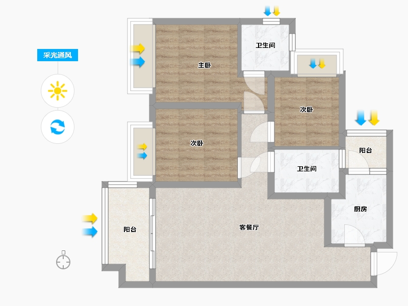 四川省-南充市-滨江学府-73.96-户型库-采光通风