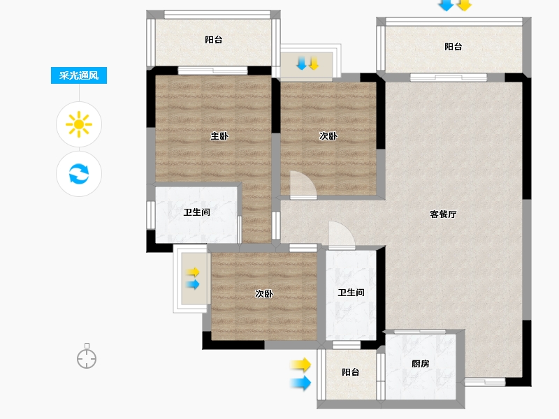 四川省-巴中市-御景湾-89.31-户型库-采光通风