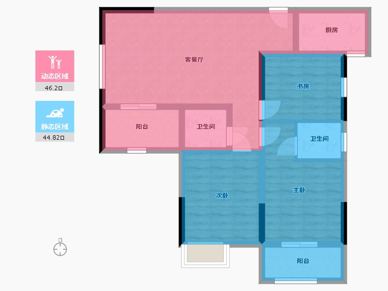 湖北省-荆州市-书香雅苑-80.26-户型库-动静分区