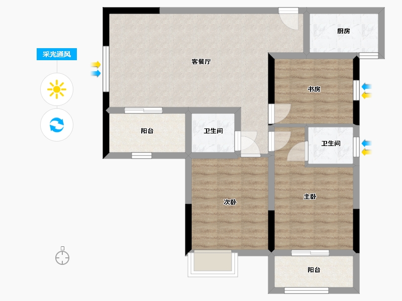 湖北省-荆州市-书香雅苑-80.26-户型库-采光通风