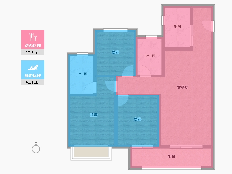 河南省-郑州市-正荣御首府-86.04-户型库-动静分区