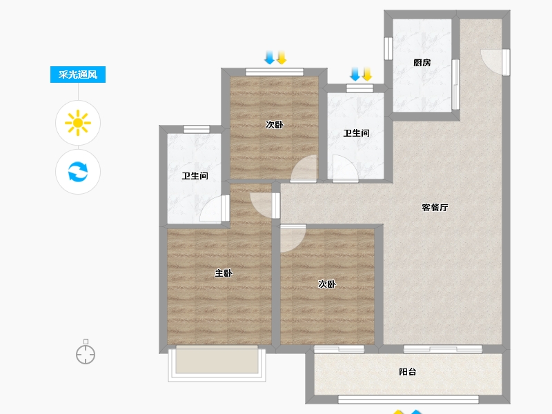 河南省-郑州市-正荣御首府-86.04-户型库-采光通风