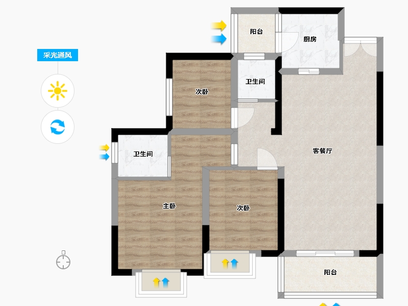 四川省-巴中市-御景湾-77.62-户型库-采光通风