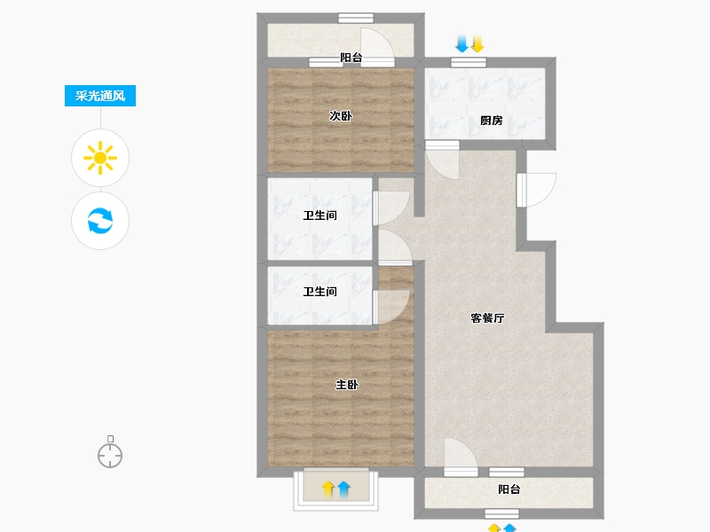 河北省-廊坊市-中央城-75.20-户型库-采光通风