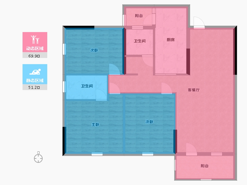 湖北省-咸宁市-金色海湾-109.87-户型库-动静分区