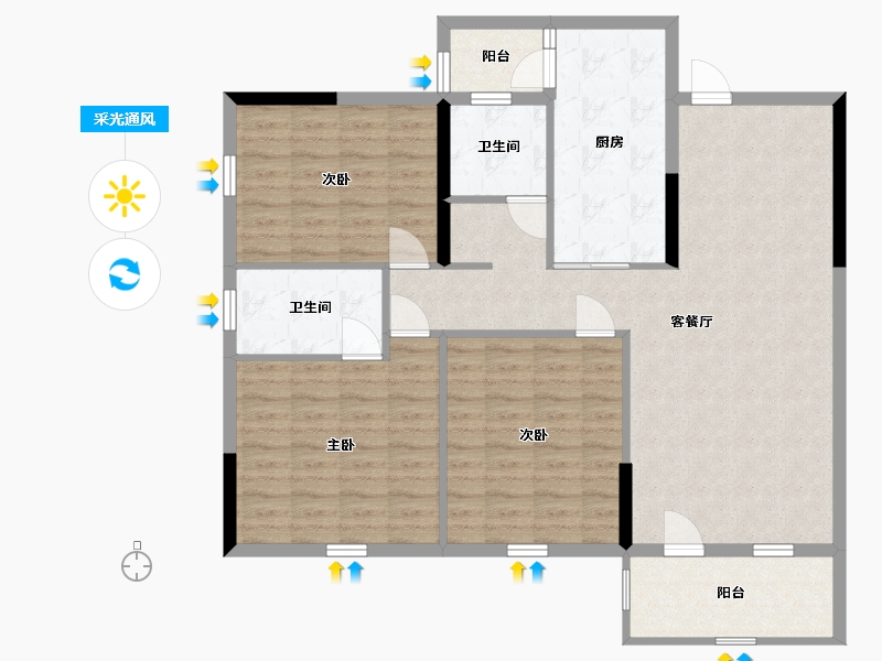 湖北省-咸宁市-金色海湾-109.87-户型库-采光通风