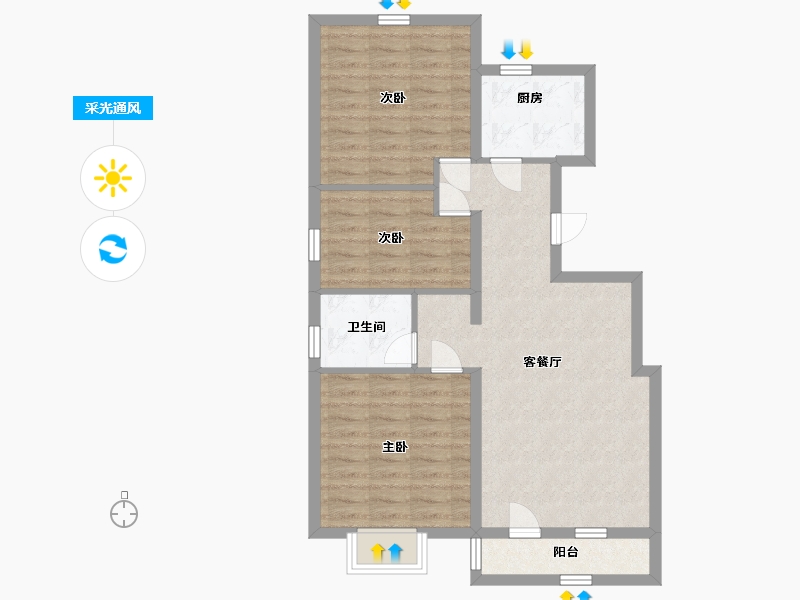 河北省-廊坊市-中央城-76.80-户型库-采光通风