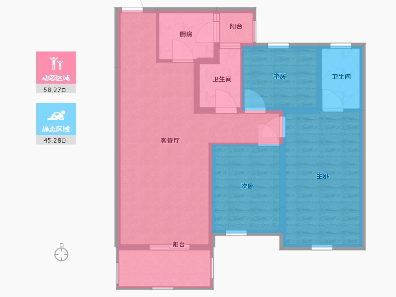 湖北省-咸宁市-金色海湾-92.80-户型库-动静分区