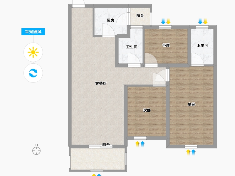 湖北省-咸宁市-金色海湾-92.80-户型库-采光通风